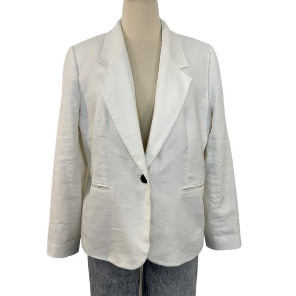 J. Crew Parke Blazer Jacket Stretch Linen Long Sleeve One-Button White 16 - Picture 1 of 11